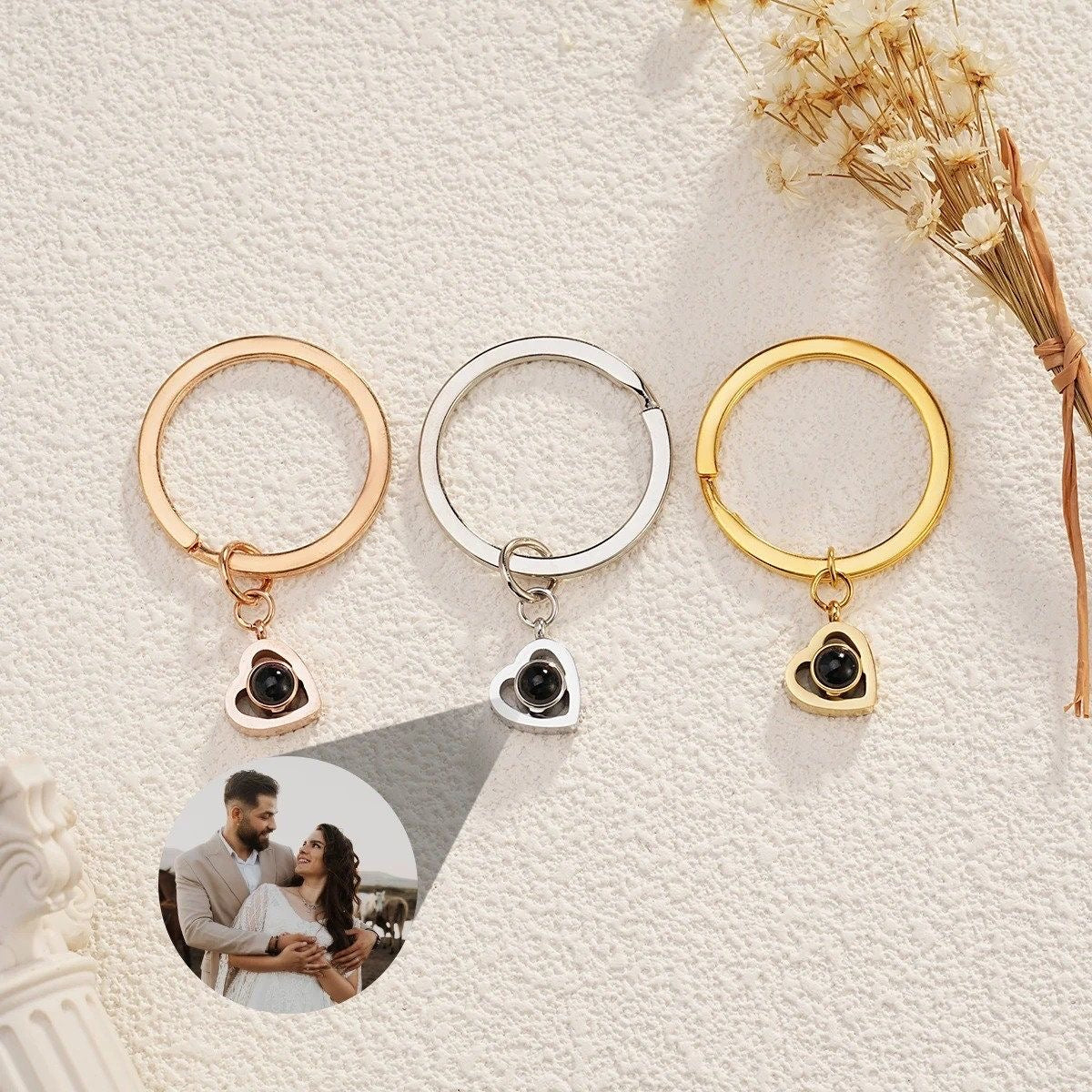 Heart keychain photo projection