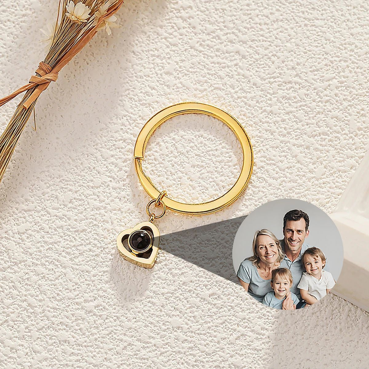 Heart keychain photo projection