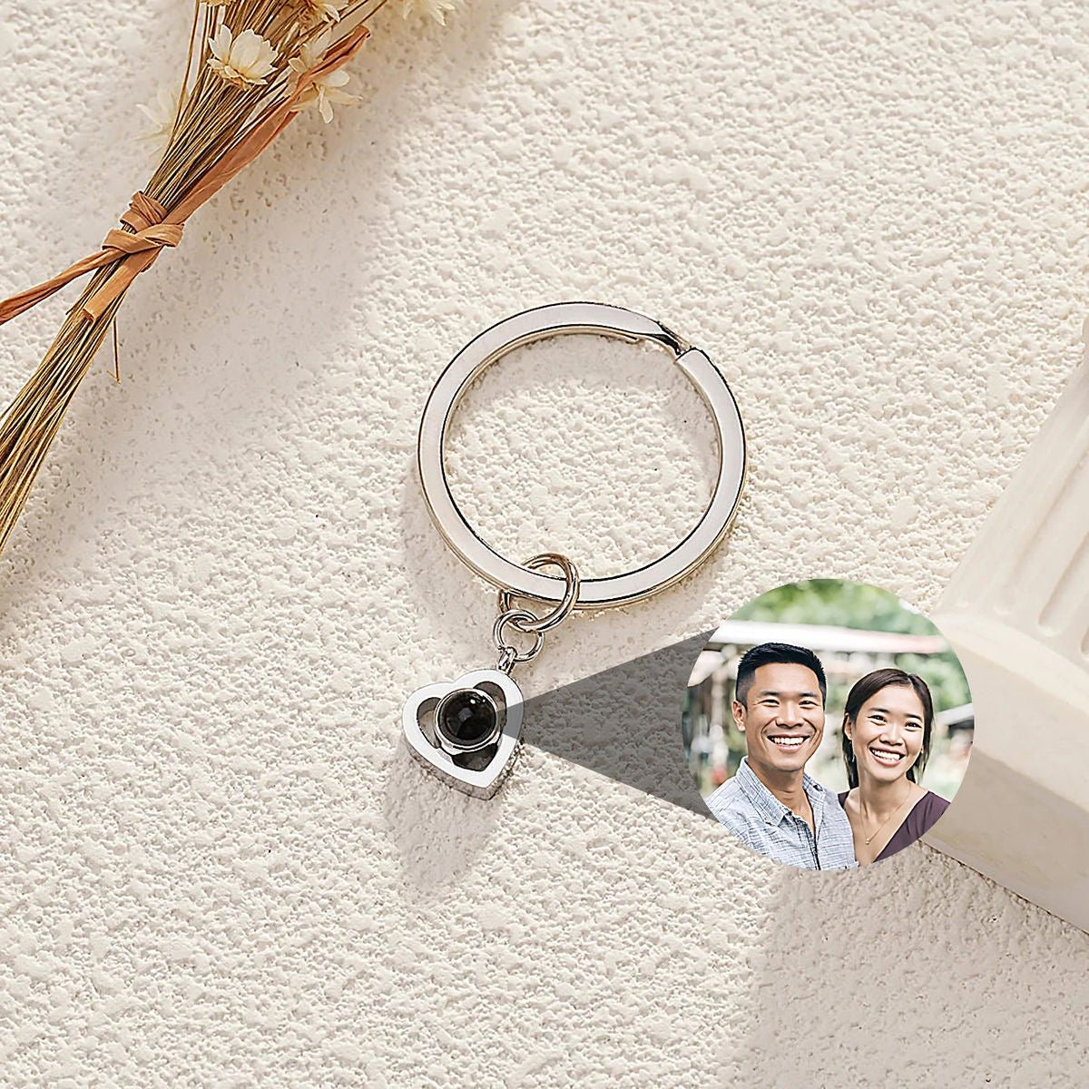 Heart keychain photo projection