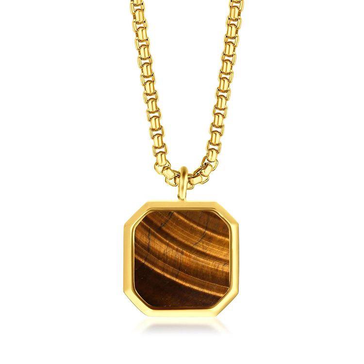 The eye tiger stone square necklace