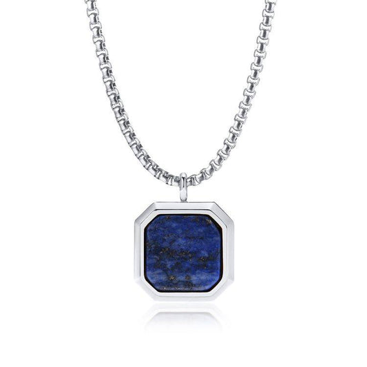 The lapis lazuli stone square necklace