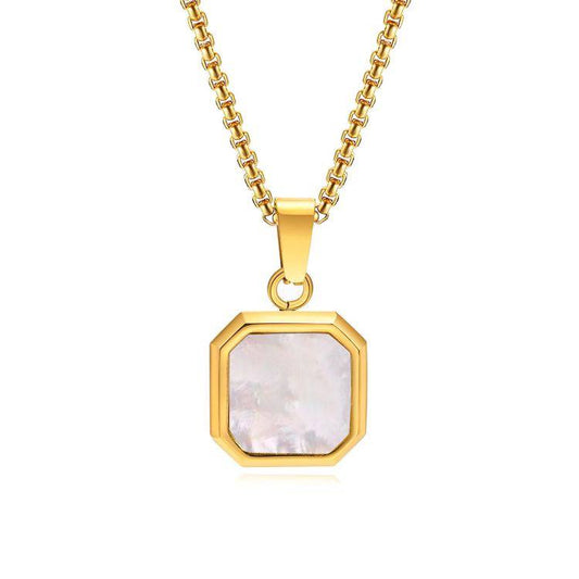 The gold plated limestone square necklace