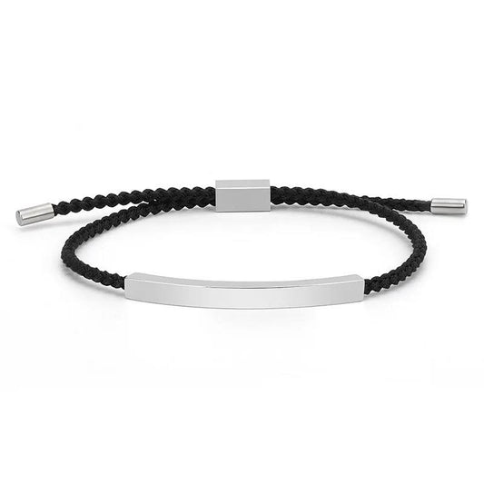 Black & Silver plated adjustable rope engraved bracelets